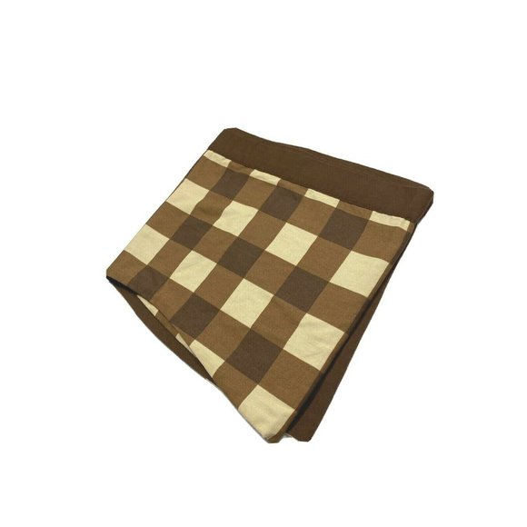 1 Cotton Canvas Plaid Buffalo Valance Curtain Brown Tan Beige Farmhouse Check - Picture 3 of 6
